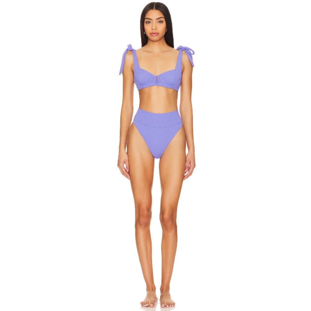 BEACH RIOT Women's Highway Bikini Bottom Large Purple Periwinkle Waffle NWT - Picture 3 of 12